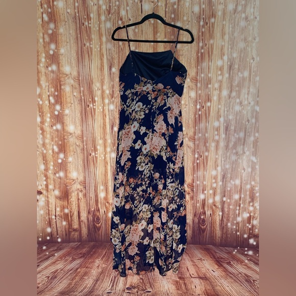 Lulus Reflection High Low Dress Size Medium Navy Floral - Picture 4 of 11